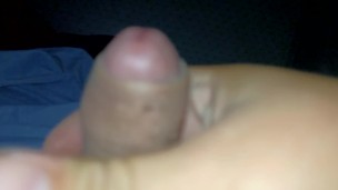 Chubby guy strokes his chubby cock and blows a big load