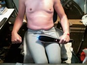 Full Bladder torture with Massager. Cum in tight leggings then lose control!