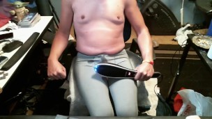 Full Bladder torture with Massager. Cum in tight leggings then lose control!