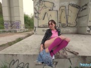 Public Agent Brunette discarded sex performer doll is fucked hard in public area 11/16