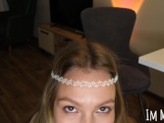 Not exactly a common astrologer's technique. Sucked him off and fucked herself to solve the problem. 9/16