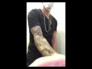 I can't stand how horny I am and I go to the airplane bathroom to masturbate.