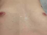 I cum on her small tits without disturbing her too much 16/16