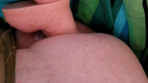Huge anal dildo in suntan pantyhose