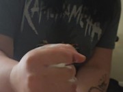 hehe just playing with his cock till he came 10/16