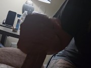 hehe just playing with his cock till he came