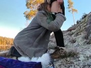 Sex on a reindeer skin next to a forest lake - RosenlundX - Vertical 60fps 2/16