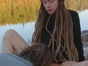 Sex on a reindeer skin next to a forest lake - RosenlundX - Vertical 60fps 6/16