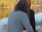 Sex on a reindeer skin next to a forest lake - RosenlundX - Vertical 60fps 9/16