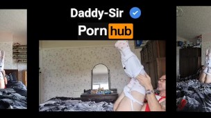 Dog knot dildo and verbal daddy talk in the bed in sissy lingerie