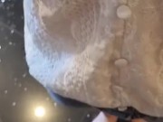 she was ready to go to work and now she just needs to take a shower 4/16