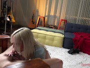 Britt Blair sucks and fucks Mr. POV after rubbing on her blonde cunt in this point of view blow job video Nice & Sloppy! 5/16