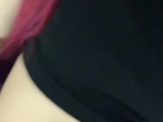 white emo girl alone in bedroom with red panties + bra (2)