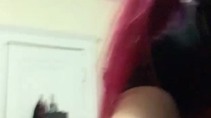 white emo girl alone in bedroom with red panties + bra (3)