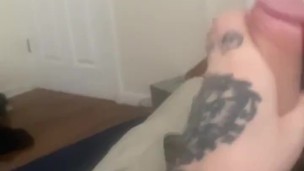Tattooed hung stud pov masturbation