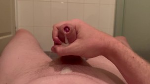 Hot boy jerking hard cock until he unleashes huge load