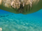 Underwater PEE and NAKED Swim at Nudist Beach