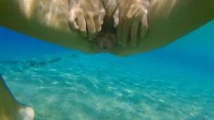 Underwater PEE and NAKED Swim at Nudist Beach