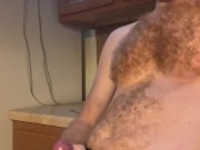 Jerking off in the kitchen