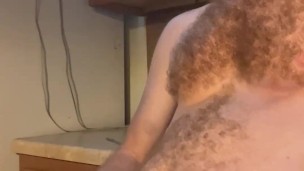 Jerking off in the kitchen