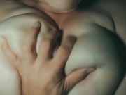 Evening sex with chubby wife. Playing with cum in the mouth. 14/16