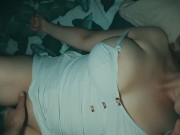 Evening sex with chubby wife. Playing with cum in the mouth. 5/16