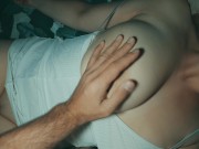 Evening sex with chubby wife. Playing with cum in the mouth. 6/16