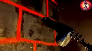 Prostate massage with a latex dildo. (slicing)