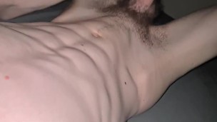 Hung skinny Twink with a massive cock cumming on his abs