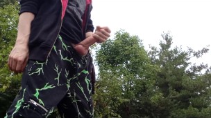 Aiden Diamond masturbates on trail *almost caught*