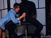 JEAN JACKET WHORE PULLS CUM OUT OF BWC - MASSIVE CUMSHOT AFTER DIRTY TALK EDGING HANDJOB DOMINATION 16/16