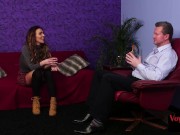 Voyeur busty British MILF teases wanker 2/16