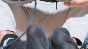 showing my sweaty black socks