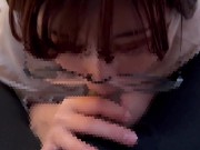 メガネ女子ががむしゃらにち〇ぽをしゃぶり尽くしちゃう♡ cum in mouth glasses 3/16
