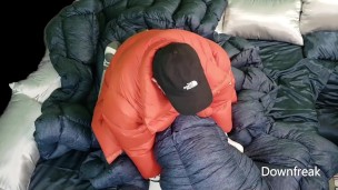 Humping Overfilled Down Comforter And Pillows While Wearing My Massive Orange Ambush Puffer
