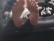 Just a girl relaxing in the recliner watching tv enjoying a cigarette 10/16