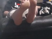 Just a girl relaxing in the recliner watching tv enjoying a cigarette 8/16