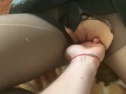 Tore pantyhose and fucked in a leather skirt 11/16