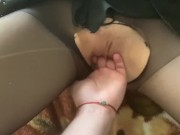 Tore pantyhose and fucked in a leather skirt 12/16