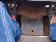 Pedal pumping a Bobcat tractor, start with socks & shoes then I removed them and pumped barefooted 10/16