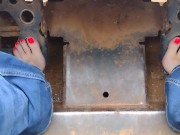 Pedal pumping a Bobcat tractor, start with socks & shoes then I removed them and pumped barefooted 11/16