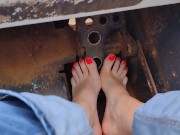 Pedal pumping a Bobcat tractor, start with socks & shoes then I removed them and pumped barefooted 14/16