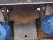 Pedal pumping a Bobcat tractor, start with socks & shoes then I removed them and pumped barefooted 5/16