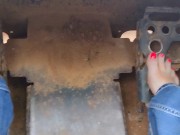 Pedal pumping a Bobcat tractor, start with socks & shoes then I removed them and pumped barefooted 8/16