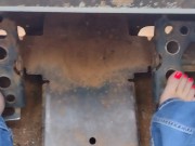 Pedal pumping a Bobcat tractor, start with socks & shoes then I removed them and pumped barefooted 9/16