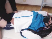 人生初ブルマで２回連続膣内射精っ！手マンが気持ちよすぎてマンコも射精💦潮吹きもあるよっ!!