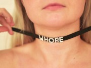 Butplugged submissive slave girl takes care of household in nylons, highheels and cuffs 6/16