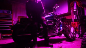 STRAIGHT CURIOUS HOT GUY WITH BEARD AND BIG COCK WASHES HIS MOTORBIKE AND JERKS A HUGE LOAD