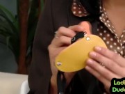 Pegging CFNM babes bang guy in 3some 6/16