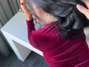 Hard fucked a whore in a corduroy dress in front of the window 14/16